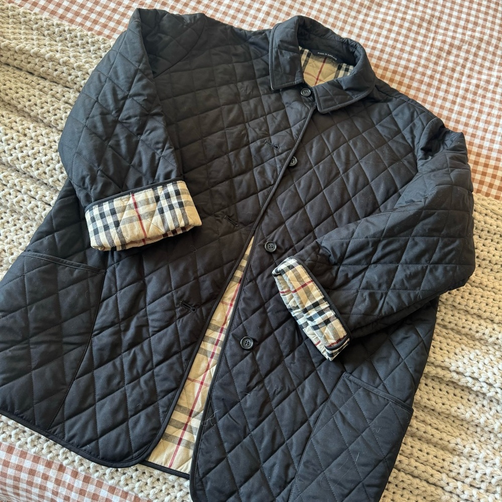 Burberry Black Plaid Quilted Jacket